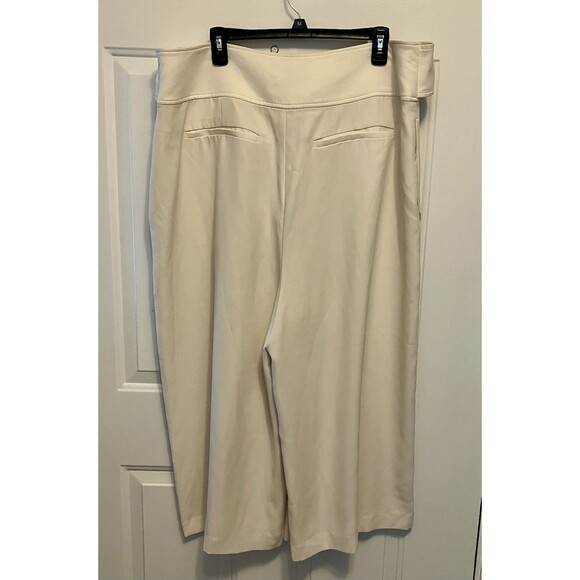Lauren Ralph Lauren Black Label Plus Sz 18 Georgette Wide Leg Crop Pants Ivory - Picture 4 of 8